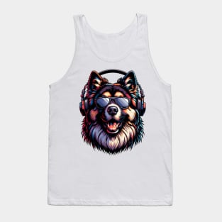 Caucasian Shepherd Dog as Smiling DJ in Japanese Art Style Tank Top